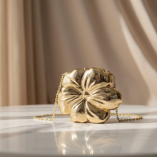 Gold Flower Clutch Bag for Women | Luxury Party & Wedding Handbag with Chain