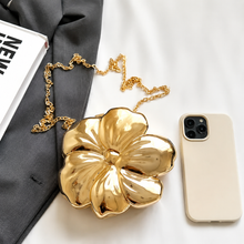 Gold Flower Clutch Bag for Women | Luxury Party & Wedding Handbag with Chain