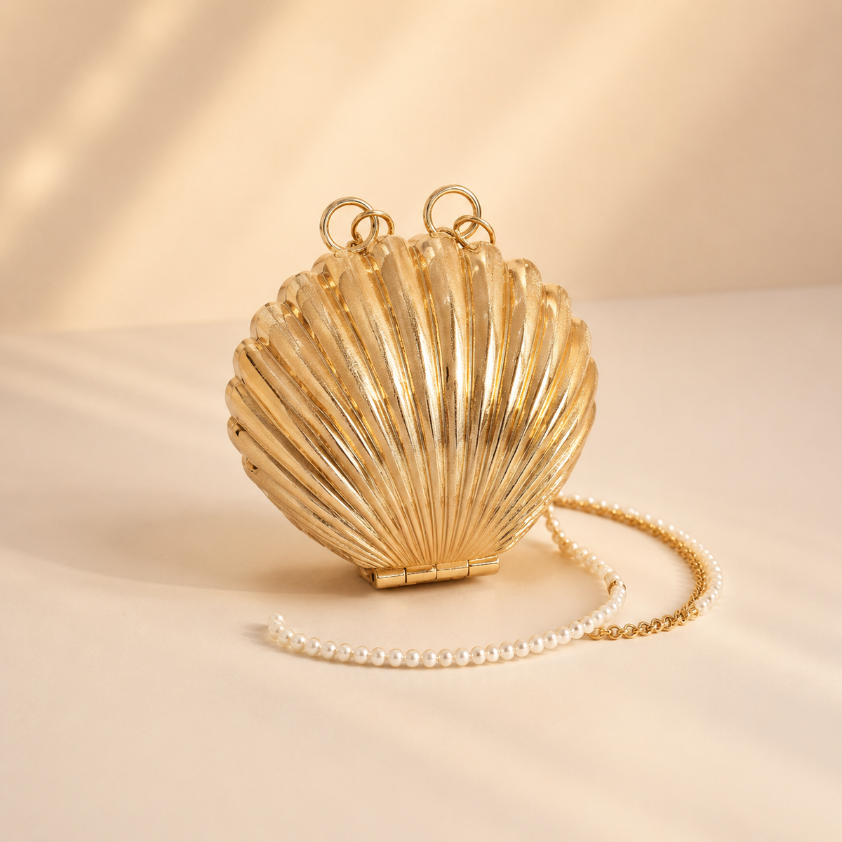 Gold Shell Clutch Bag for Women | Luxury Party Handbag