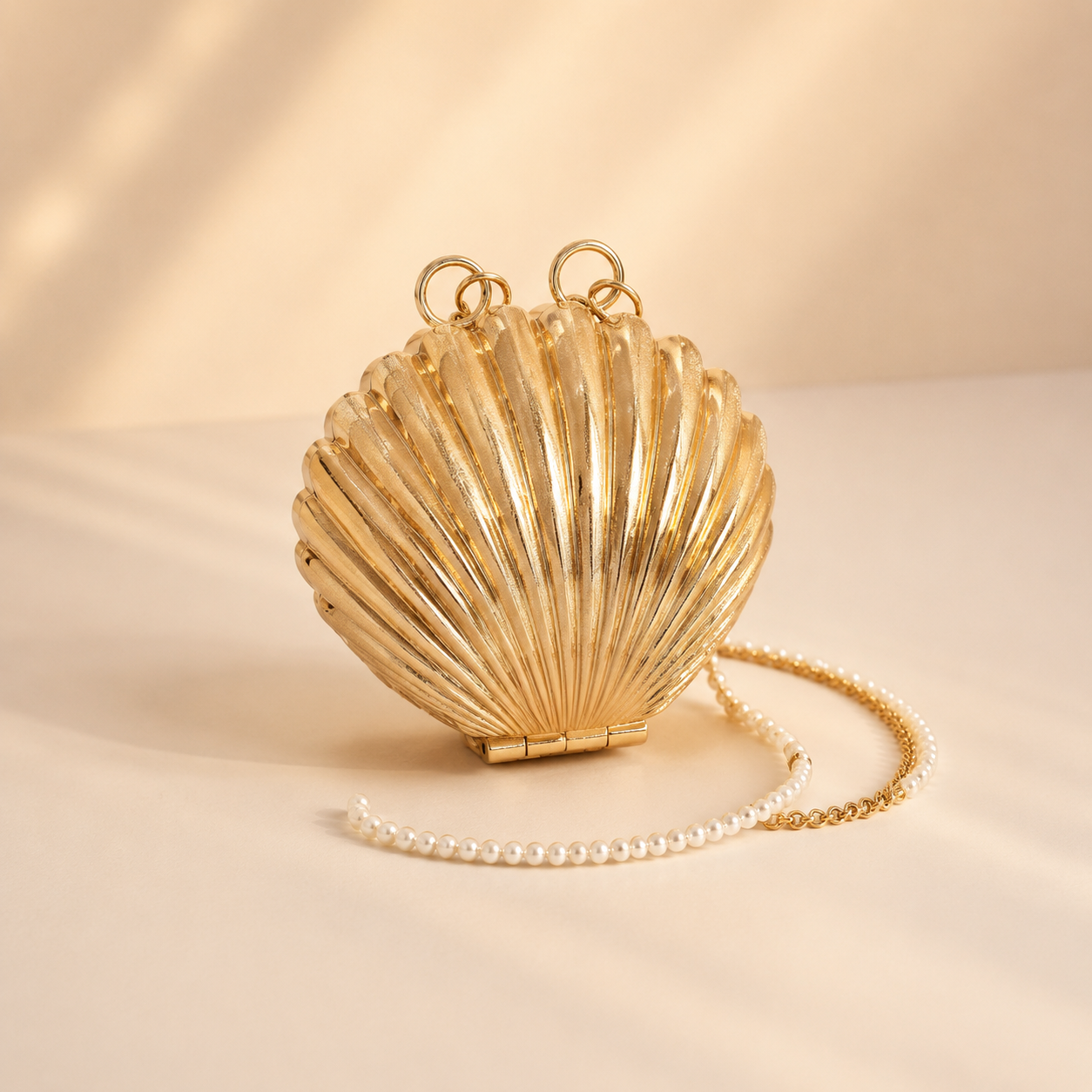 Gold Shell Clutch Bag for Women | Luxury Party Handbag
