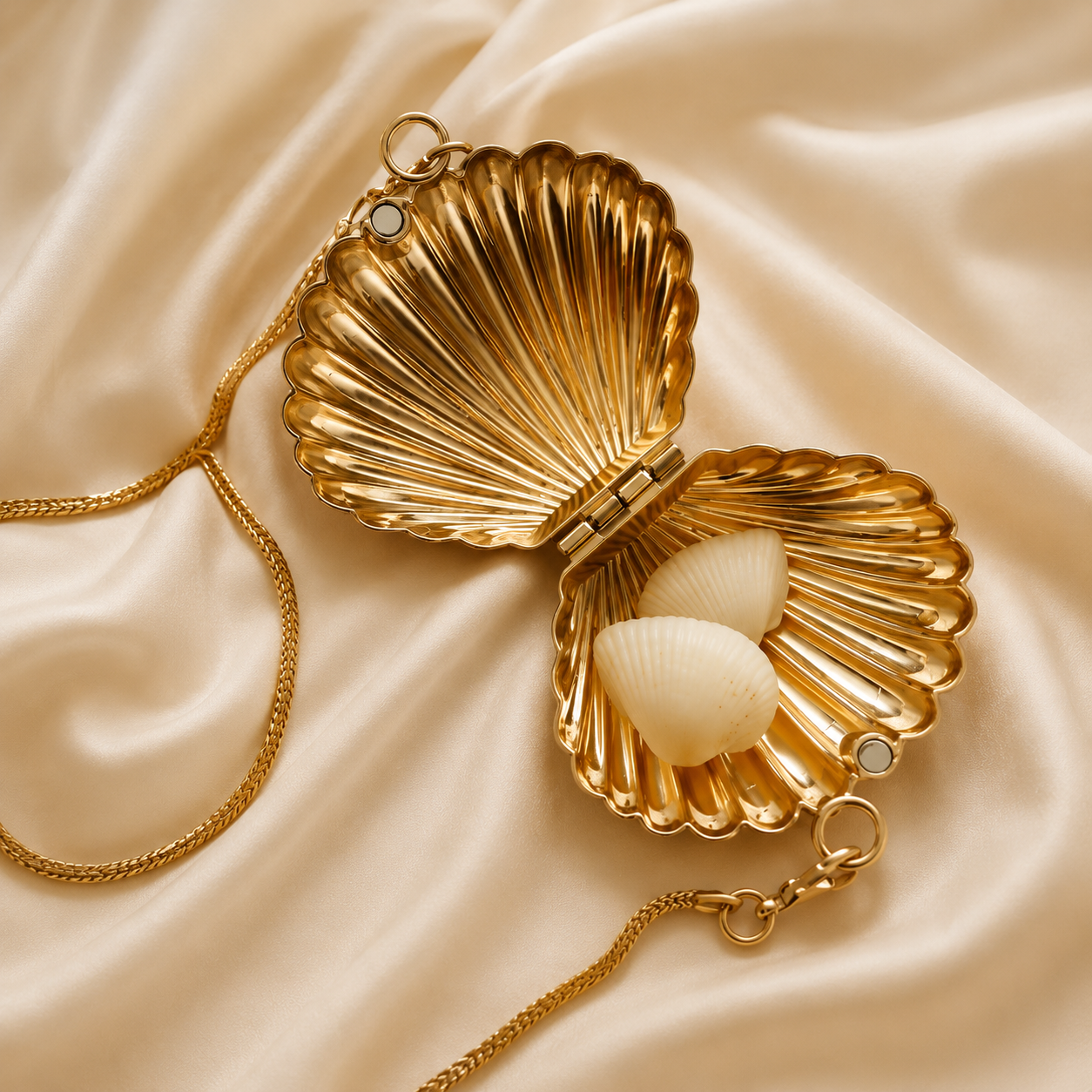 Gold Shell Clutch Bag for Women | Luxury Party Handbag
