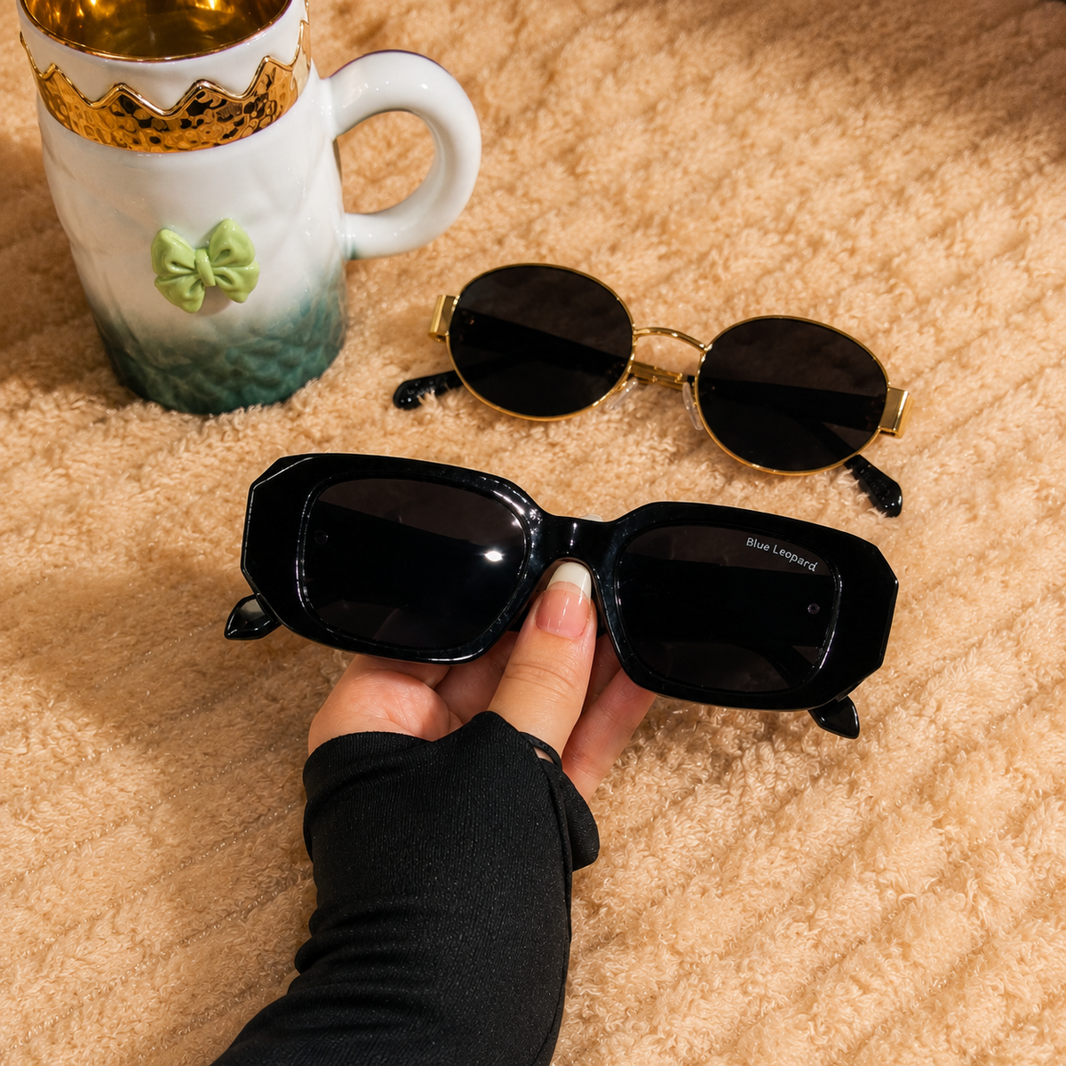 Black Rectangular Sunglasses for Women | Stylish Fashion Shades