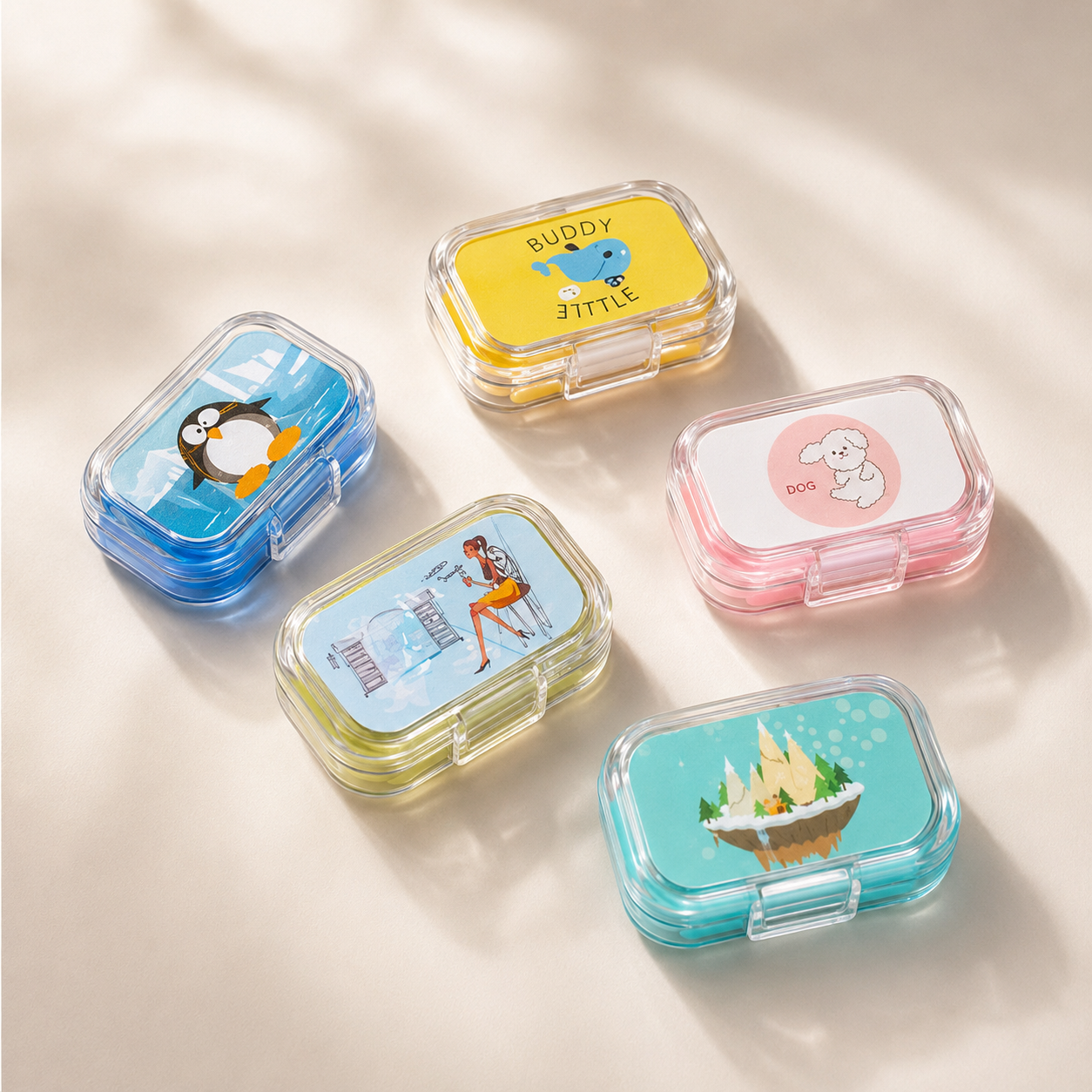 Cute Cartoon Contact Lens Case | Random Color Portable Lens Storage Box