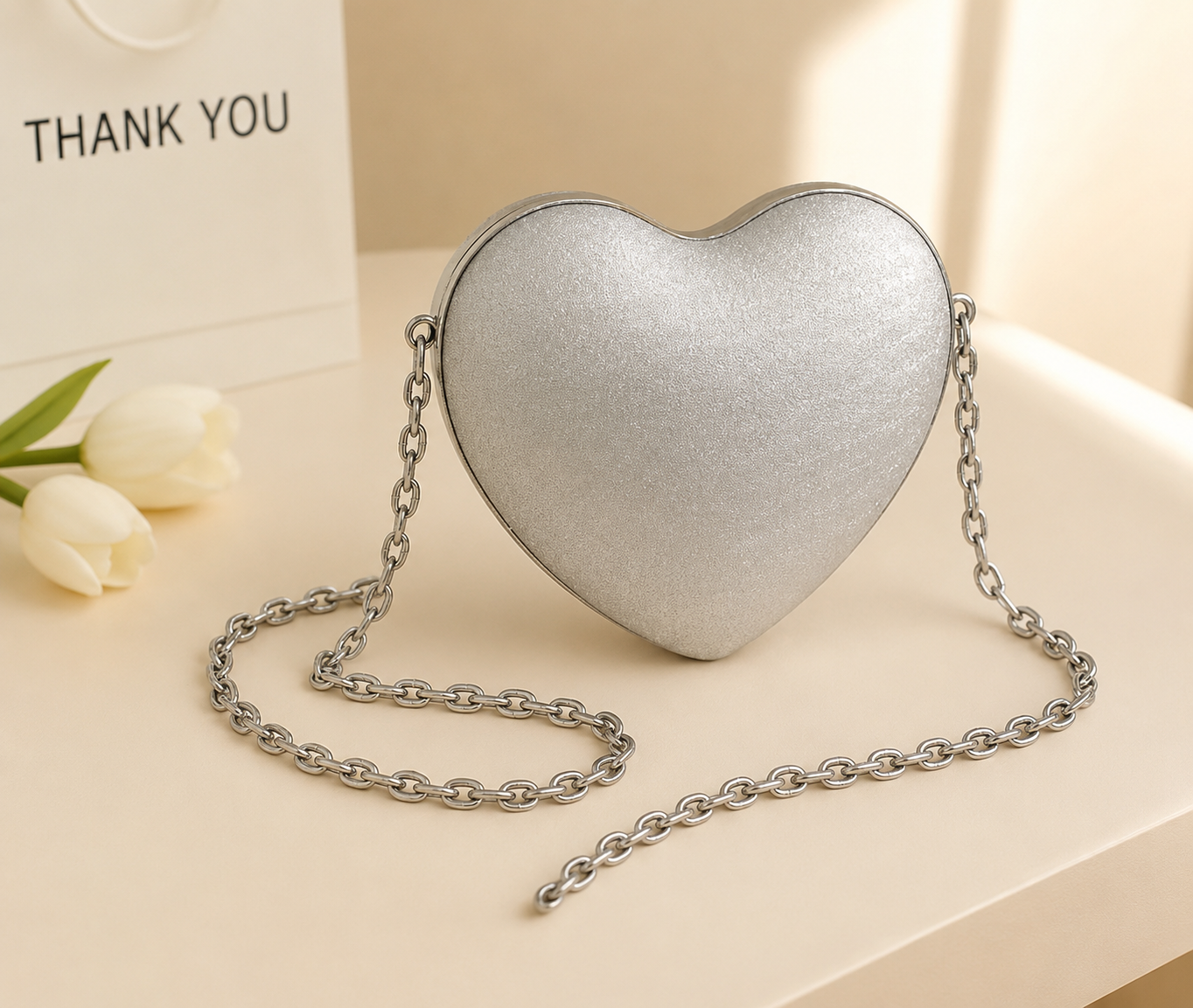 Gold Heart Glitter Mini Clutch Bag – Chain Strap Party Purse