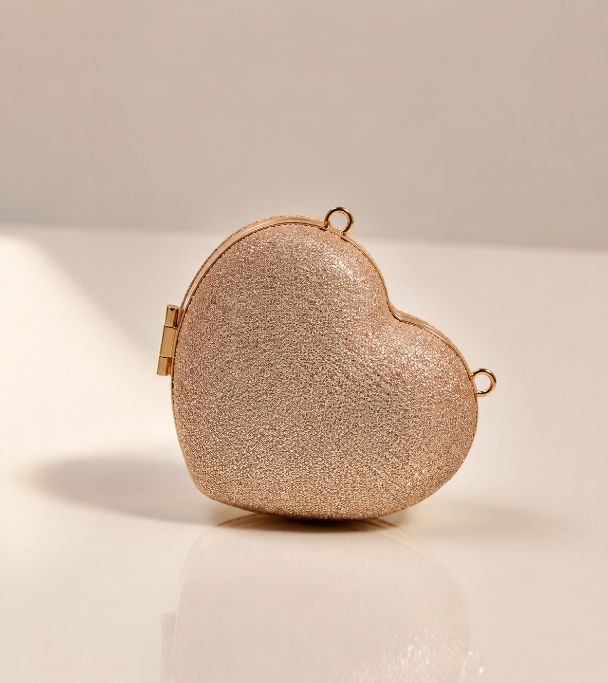 Gold Heart Glitter Mini Clutch Bag – Chain Strap Party Purse