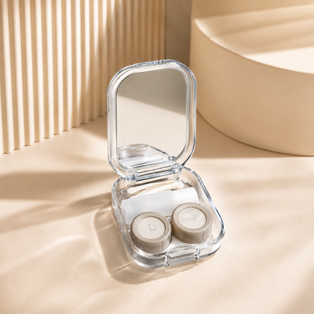 Premium Contact Lens Case with Mirror | Portable Lens Storage Travel Kit