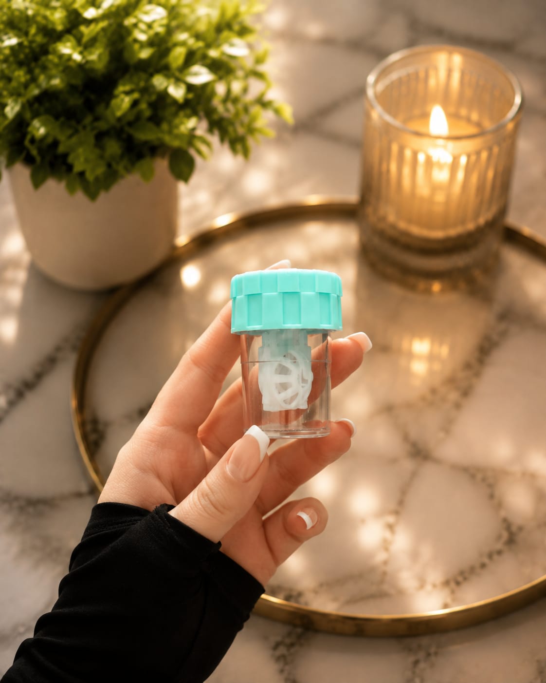 Contact Lens Washer Case with Cleaning Bottle | Portable Lens Cleaning Kit