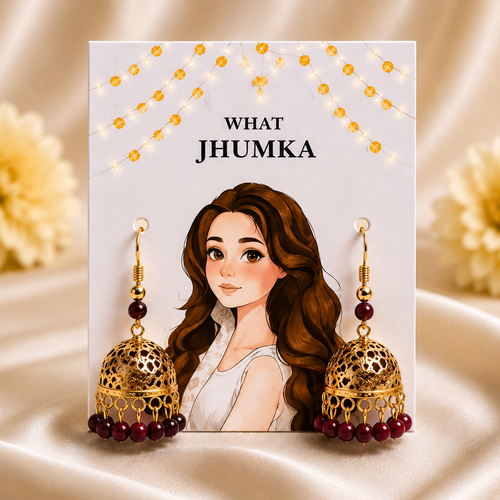 Wine Red Jhumka Earrings – What Jhumka